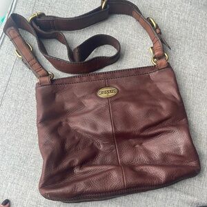 Fossil brown leather crossbody